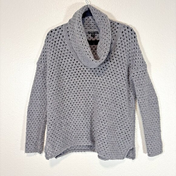 JAMES PERSE Open knit Alpaca Wool Blend Cowl Neck Grey Sweater Womens Sz 3 Large - Picture 1 of 9